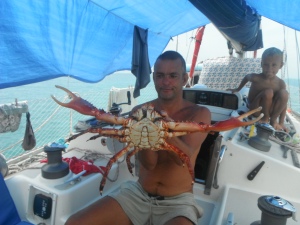 and here is a slightly bigger crab which is the captn's pet! No my look betrays me it finished in the casserole...